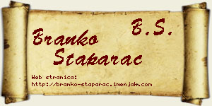 Branko Staparac vizit kartica